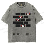 Unisex Bauhaus Geometric Eyes Printed Washed Tee