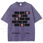 Unisex Bauhaus Geometric Eyes Printed Washed Tee