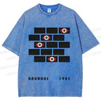 Unisex Bauhaus Geometric Eyes Printed Washed Tee