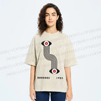 Unisex Bauhaus Geometric Eyes Printed Washed Tee