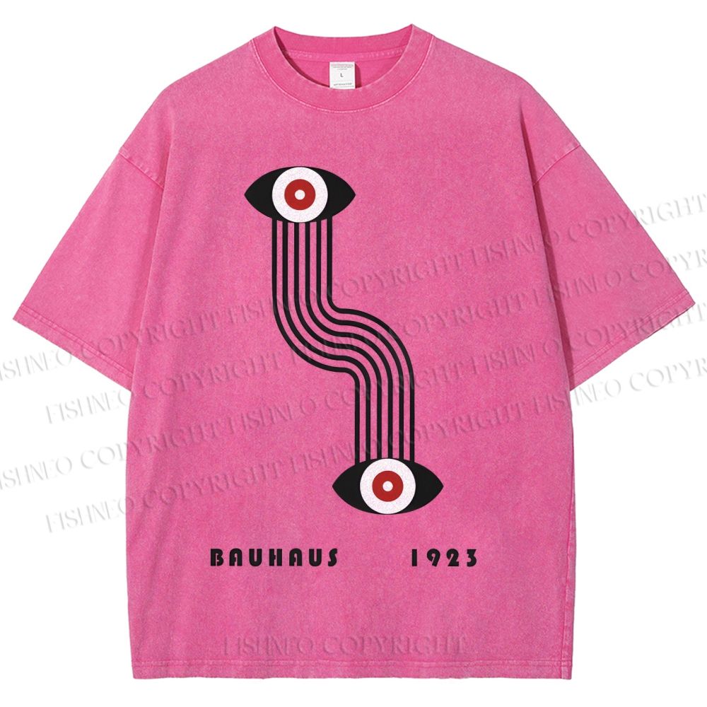 Unisex Bauhaus Geometric Eyes Printed Washed Tee