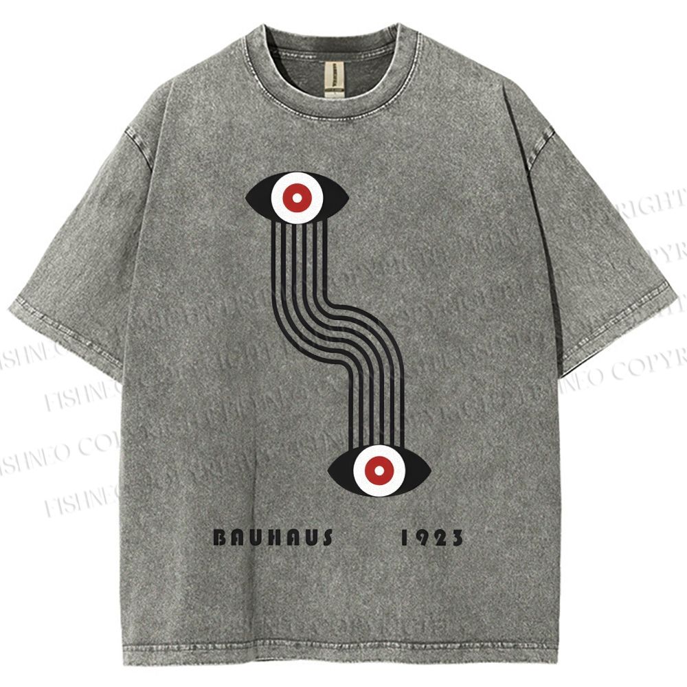 Unisex Bauhaus Geometric Eyes Printed Washed Tee