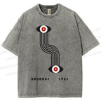 Unisex Bauhaus Geometric Eyes Printed Washed Tee