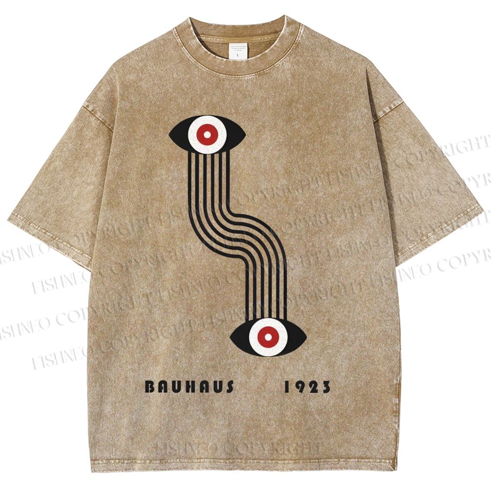 Unisex Bauhaus Geometric Eyes Printed Washed Tee