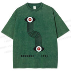Unisex Bauhaus Geometric Eyes Printed Washed Tee