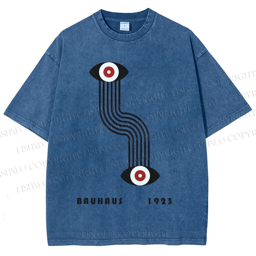 Unisex Bauhaus Geometric Eyes Printed Washed Tee