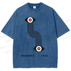 Unisex Bauhaus Geometric Eyes Printed Washed Tee