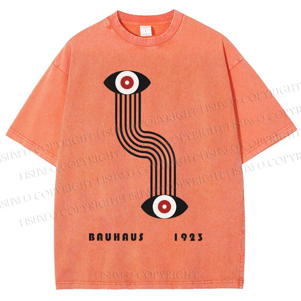 Unisex Bauhaus Geometric Eyes Printed Washed Tee