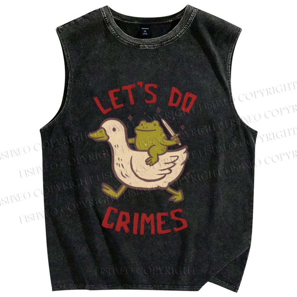 Unisex Let's Do Crimes Printed Washed Tank Top