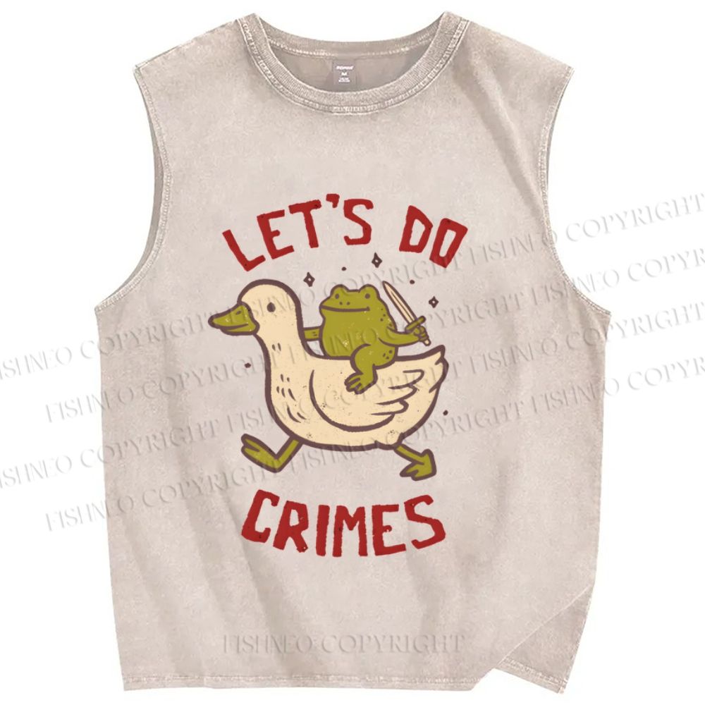 Unisex Let's Do Crimes Printed Washed Tank Top