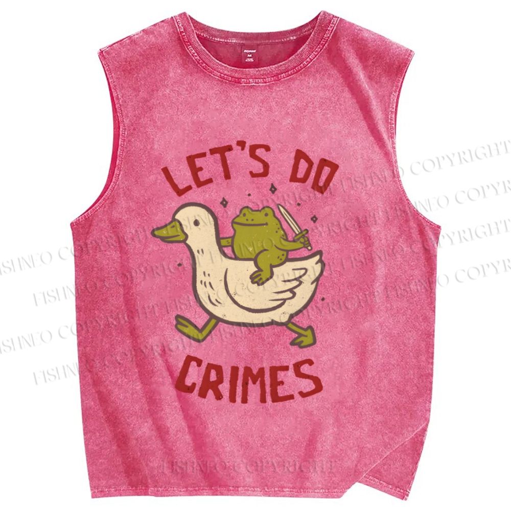 Unisex Let's Do Crimes Printed Washed Tank Top