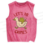 Unisex Let's Do Crimes Printed Washed Tank Top