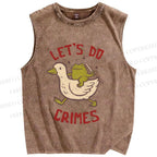 Unisex Let's Do Crimes Printed Washed Tank Top