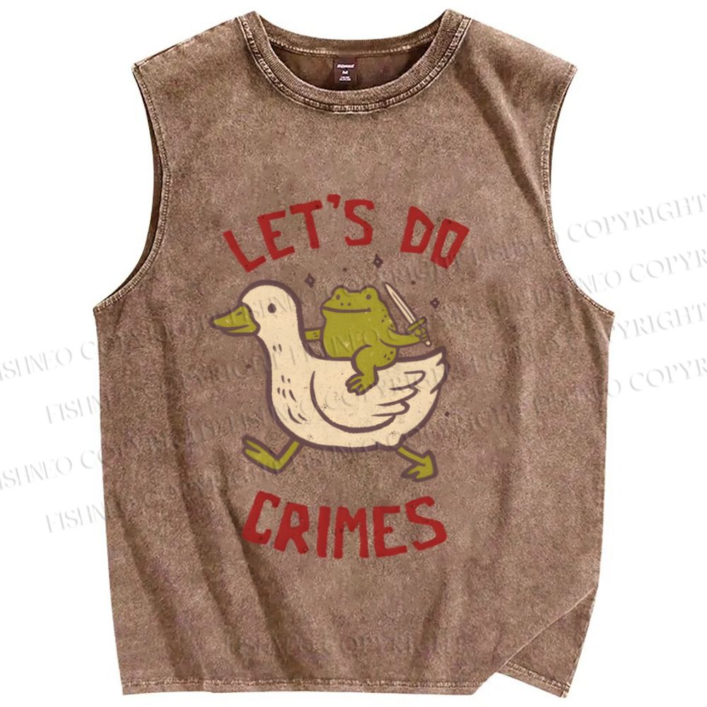 Unisex Let's Do Crimes Printed Washed Tank Top