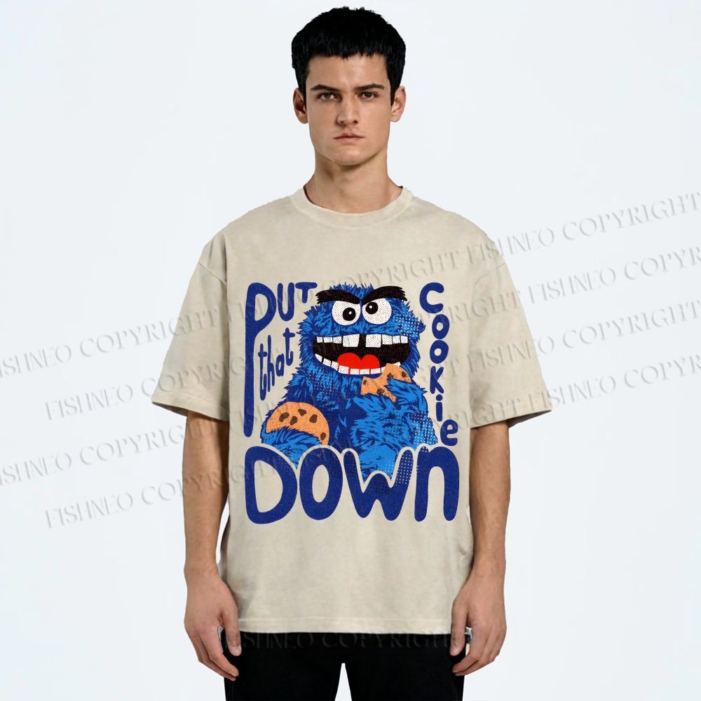 Unisex Put That Cookie Down Cookie Monster Printed Washed Tee