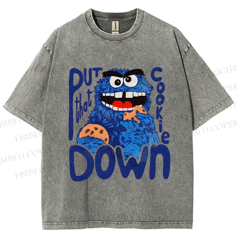 Unisex Put That Cookie Down Cookie Monster Printed Washed Tee