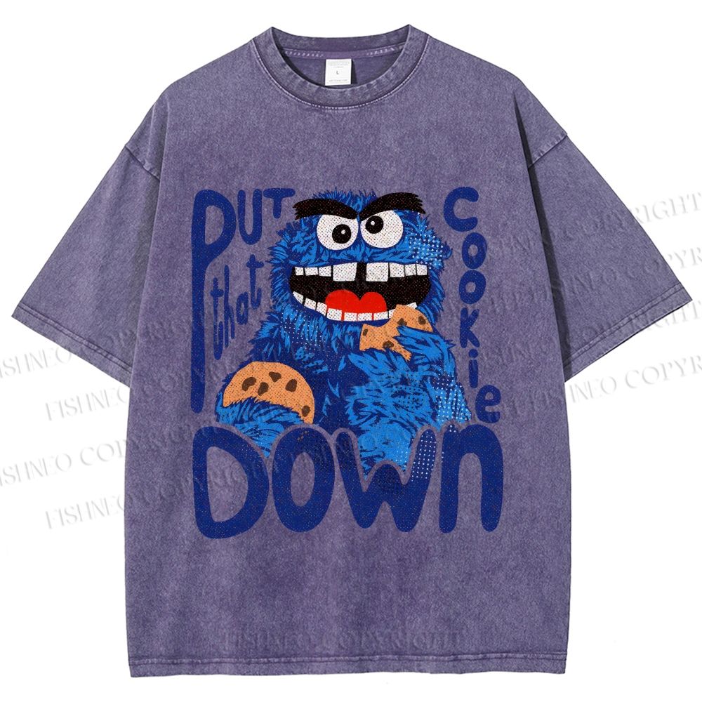 Unisex Put That Cookie Down Cookie Monster Printed Washed Tee