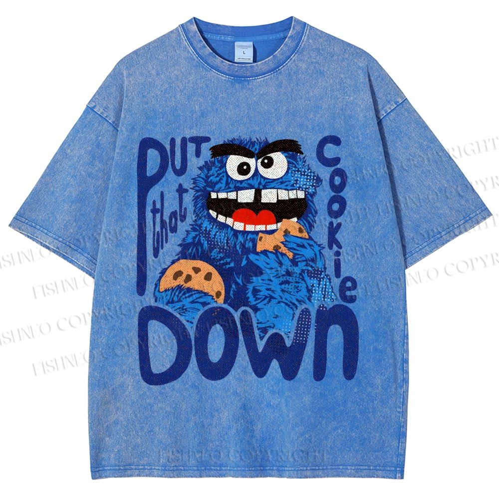 Unisex Put That Cookie Down Cookie Monster Printed Washed Tee