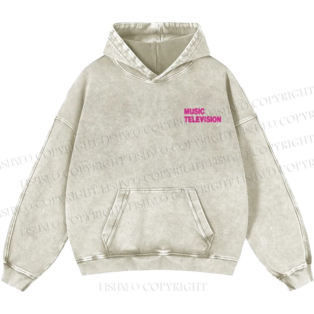 Unisex Casual MUSIC TELEVISION Monster Printed Washed Hoodie