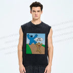 Unisex Cookie Got You Cookie Monster Printed Washed Tank Top
