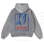 Casual Sardine Fish In Box Washed Hoodie