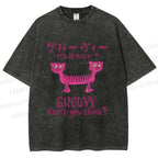 Unisex Double Head Tiger Groovy Dont You Think Japanese Printed Washed Tee