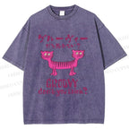 Unisex Double Head Tiger Groovy Dont You Think Japanese Printed Washed Tee