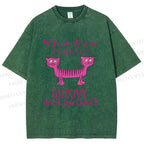 Unisex Double Head Tiger Groovy Dont You Think Japanese Printed Washed Tee