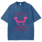 Unisex Double Head Tiger Groovy Dont You Think Japanese Printed Washed Tee