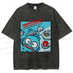 Unisex Hangyodon Graffiti Printed Washed Tee