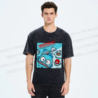 Unisex Hangyodon Graffiti Printed Washed Tee