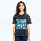Unisex Hangyodon Graffiti Printed Washed Tee