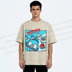 Unisex Hangyodon Graffiti Printed Washed Tee