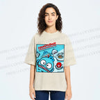 Unisex Hangyodon Graffiti Printed Washed Tee