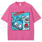 Unisex Hangyodon Graffiti Printed Washed Tee