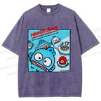 Unisex Hangyodon Graffiti Printed Washed Tee