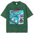 Unisex Hangyodon Graffiti Printed Washed Tee