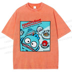 Unisex Hangyodon Graffiti Printed Washed Tee