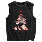 Unisex Michael Jackson Dancing In Christmas Tree Printed Washed Tank Top