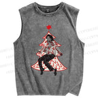 Unisex Michael Jackson Dancing In Christmas Tree Printed Washed Tank Top