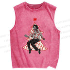 Unisex Michael Jackson Dancing In Christmas Tree Printed Washed Tank Top