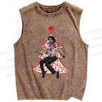 Unisex Michael Jackson Dancing In Christmas Tree Printed Washed Tank Top