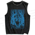 Unisex Forest Graffiti Printed Washed Tank Top