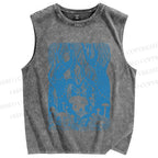 Unisex Forest Graffiti Printed Washed Tank Top