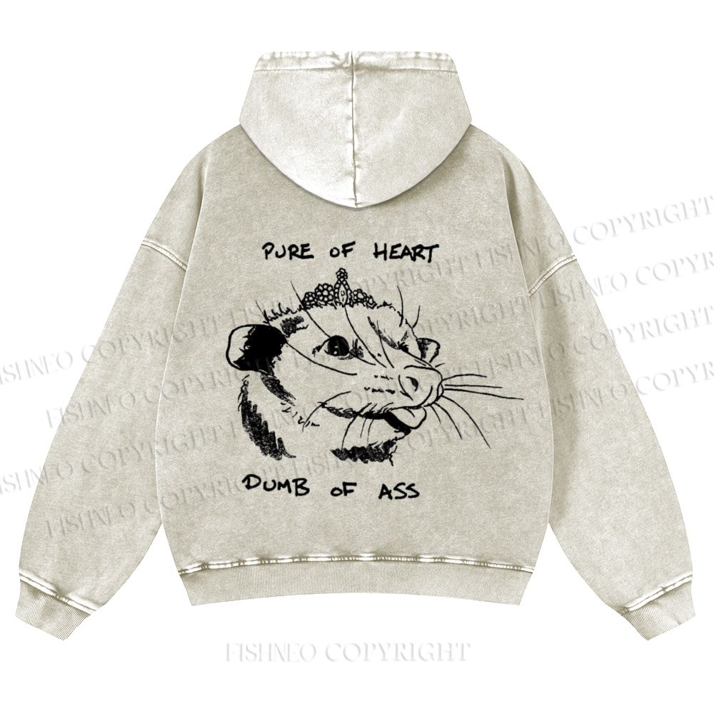 Casual Pure Of Heart Dumb Of Ass Opossum Washed Hoodie