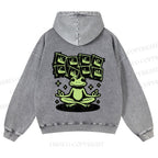 Casual Keep Clam Frog Washed Hoodie