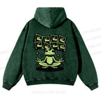 Casual Keep Clam Frog Washed Hoodie