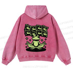 Casual Keep Clam Frog Washed Hoodie