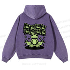 Casual Keep Clam Frog Washed Hoodie