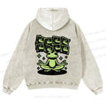 Casual Keep Clam Frog Washed Hoodie